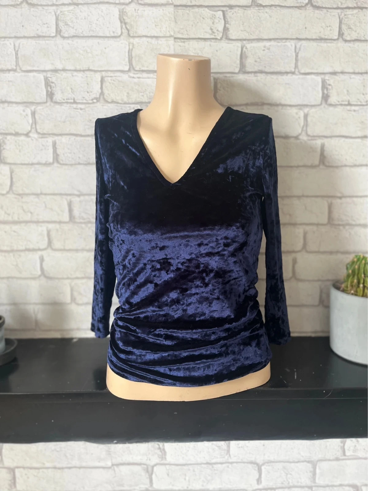 Magnifique top velours bleu marine Tally Weijl – Taille 34 – Très chic